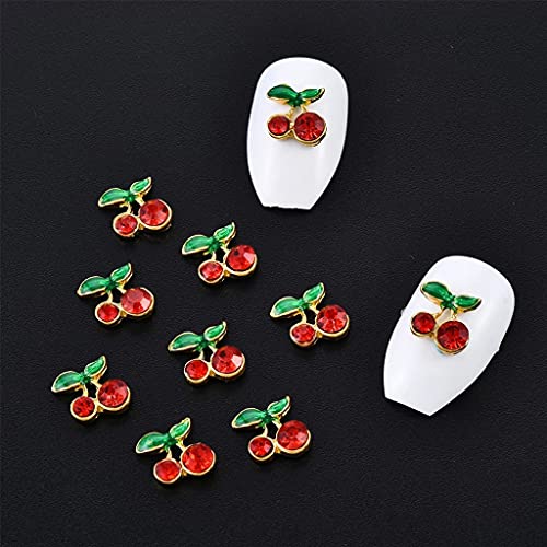 6Wcveuebuc Glänzende 3D-Strassstein-Ohrstecker in Kirschform, Maniküre-Werkzeug, Nagelschmuck, 1 Stück – Bild 5