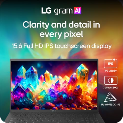 Image of LG gram 15-inch Thin and Lightweight Dual AI Laptop Touchscreen Computer, Windows 11 Home, Copilot+ PC, Intel Core Ultra 7 355 Processor, 32GB RAM, 1TB SSD - Obsidian Black