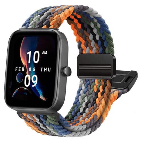 Zeeflufun Braided-Bands Compatible With Amazfit Active 2/Active 3 Premium/Active/GTR mini/GTS 4/4 Mini/3/2/2e/2 Mini 20MM Magnetic Stretchy Strap for Amazfit Bip 3 Pro/3/Lite/S Lite/U/U Pro Women Men