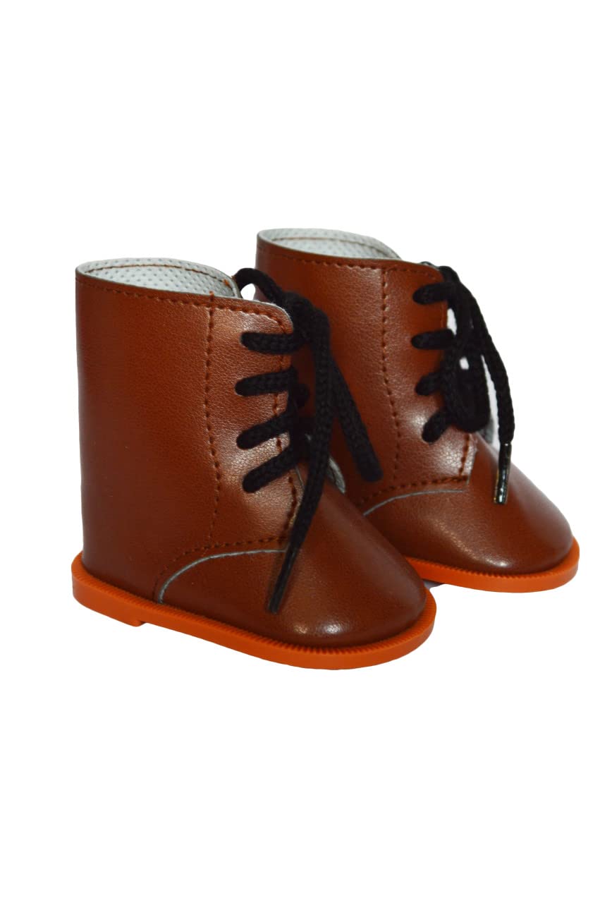 Botas De Cuero Para Muñeca De 18 Pulgadas – 1 Par En Marrón – Accesorios De Moda Para Vestir Y Personalizar Tu Muñeca