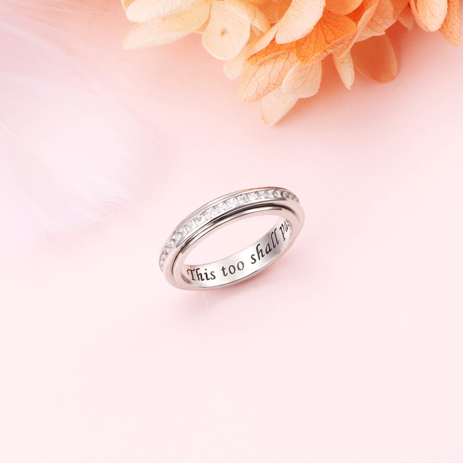 Anillos giratorios de plata de ley S925 para ansiedad y aliviar el aburrimiento, TDAH, autismo, para mujeres y adolescentes