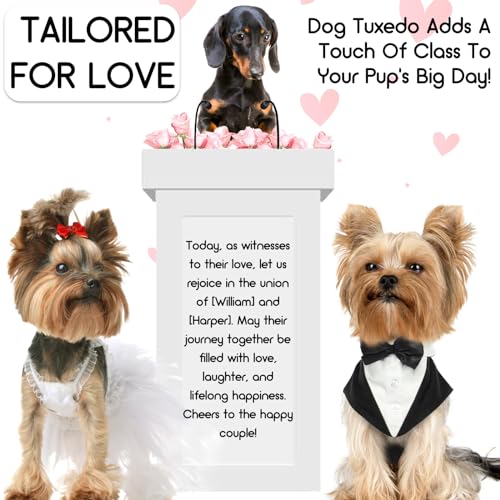Hjyokuso Hund Smoking Anzug & Bandana Set, Hund Hochzeit Anzug, Hundekostüm für Kleine, Mittlere und Große Hunde, Hundekleidung für Hochzeit, Geburtstage, Partys, Weihnachten und Halloween -Schwarz M
