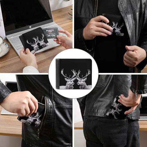 Two Deers Cute Slim Bifold Wallet for Men Stylish Front Pocket Purse with Card Holder Slots3