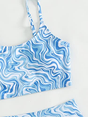 WDIRARA Girl's Marble Print Bikini Set Spaghetti Strap Swimsuit Two Piece Bathing Suit3