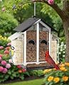 Weatherproof Hanging Bird Feeders for Outdoors - 4Lbs Large Metal Suet Feeder for Wild Cardinal Finch, White Bird Watching Lovers Gifts Garden Decor Decorations Ornaments