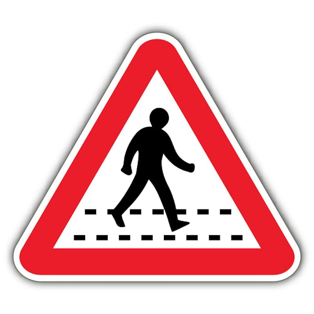 V Safety Pedestrians Crossing Safety Sign - 250 x 250 mm - 3mm Aluminium Composite