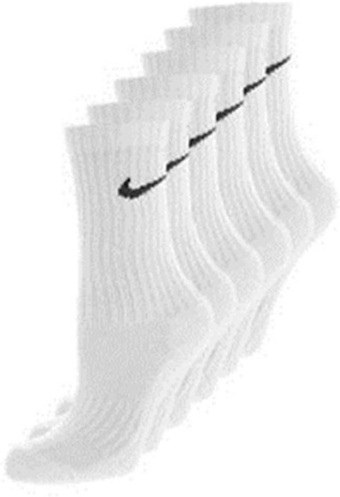 NIKE Dri-Fit Classic Cushioned Crew Socks 6 PAIR White with Black Swoosh Logo) LARGE 8-12 - Image 2