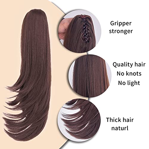 Lvluohao Ponytail Extension Claw Clip 18 Inch Long Straight Natural Loose Fake Ponytails Extensions Hairpieces Synthetic Hair Wig For Women Hair Piece (Medium Brown Mix) #TOP5