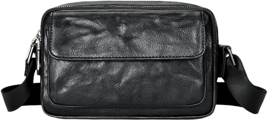 Anti-Theft Genuine Leather Sling Bag for Men Adjustable Strap Vintage Crossbody Messenger Bag Lightweight Secure