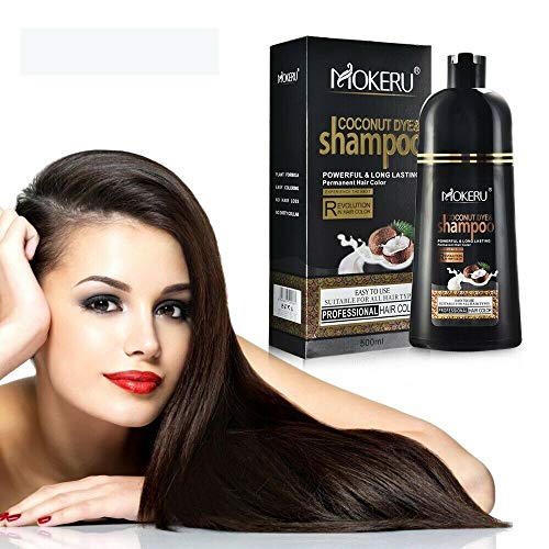 Permanent Hair Color Shampoo Natural Coconut Oil Hair Dye Long Lasting (Dark Brown)