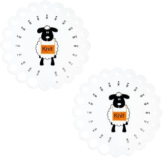 Knitting Needle Gauge, 2 Pcs- Plastic Measure Size Ruler for Swatch & Yarn (Sheep) - Knitting Gauge Measuring Tool Sizer