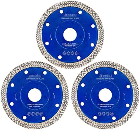 Diamond Saw Blade,3Pcs Super Thin Tile Cutting Disc 115mm / 4.5in Porcelain Cutting Blade for Angle Grinder Tile Saw Cutting Porcelain Tiles Granite Marble Ceramics (4.5")