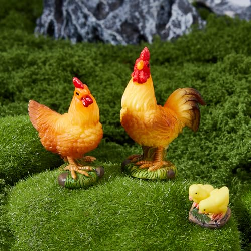 Mini figurines de poulet étanches, décoration miniature robuste pour pot de fleur et bureau - 6