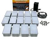 (14 LED Light Kit) Kerr Lighting Residential Paver Lights 4'' x 8'' for Walk, Patio, Driveway, & Pool Deck Installation, Gray