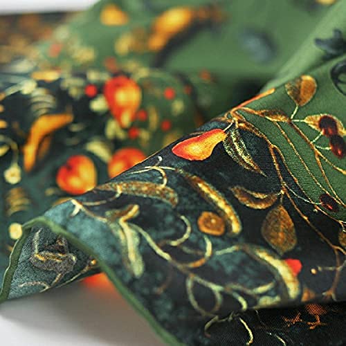 Andantino 100% Pure Mulberry Silk Scarf 43" Large Square Lightweight Headscarf& Shawl–Women Hair Wraps-With Gift Packed (Jade Green-Birds) #TOP2