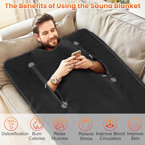 Sauna Blanket, Sauna, Portable Sauna for Home, 86-158℉, 20-60 Minutes Timer, 6 ft x 2.62 ft