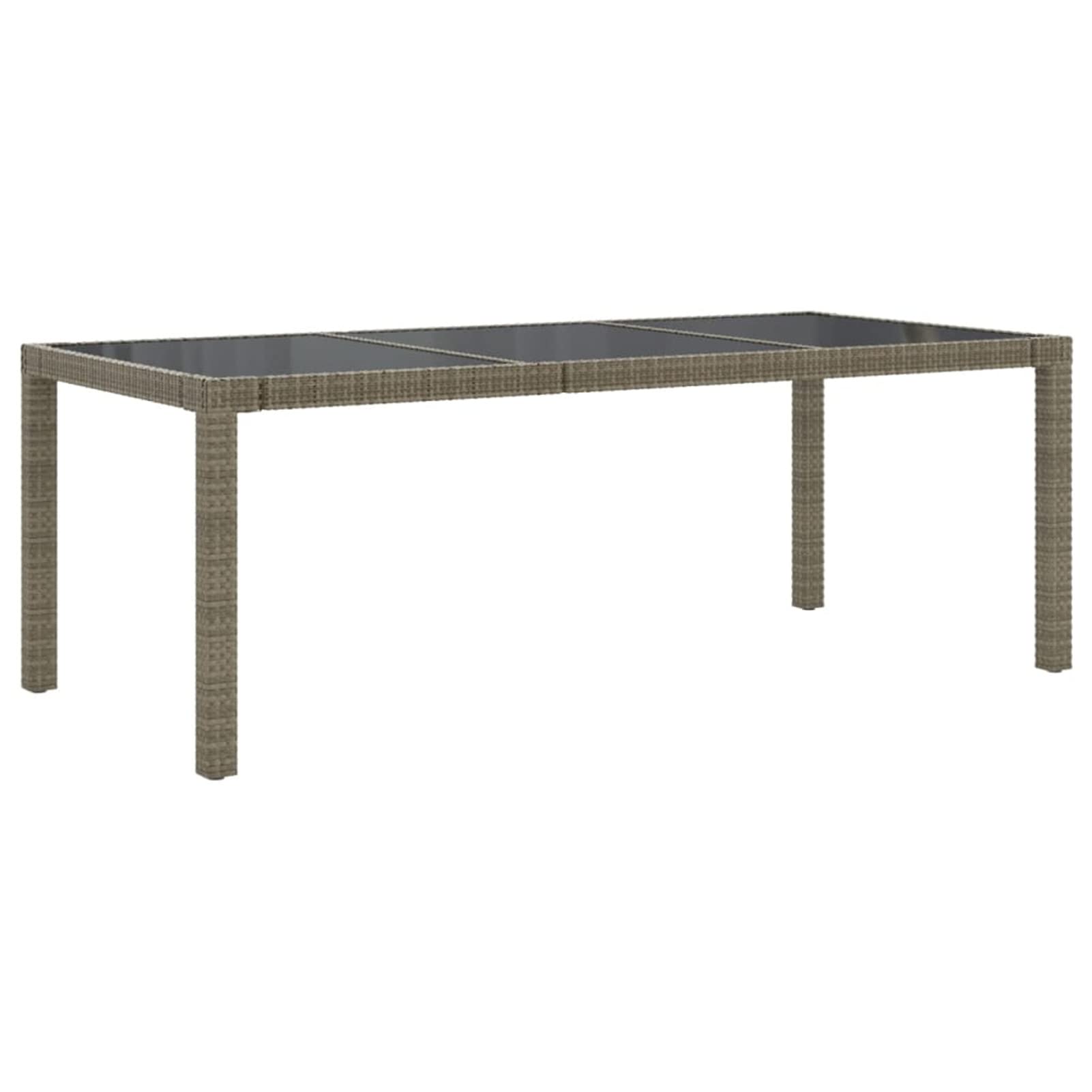 Homgoday Mesa de jardín, mesa de balcón, mesa de terraza, jardín, mesa de comedor, muebles de jardín, balcón, terraza, rectangular, gris, 190 x 90 x 75 cm, cristal templado y ratán sintético