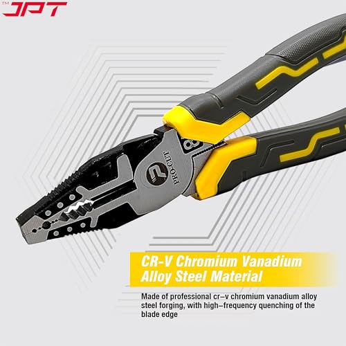Image of JPT Pro cut Heavy Duty 8-Inch High-Leverage Side Cutting Pliers for Twisting, Clamping Screws, and Cutting Soft Metals like Copper and Aluminum