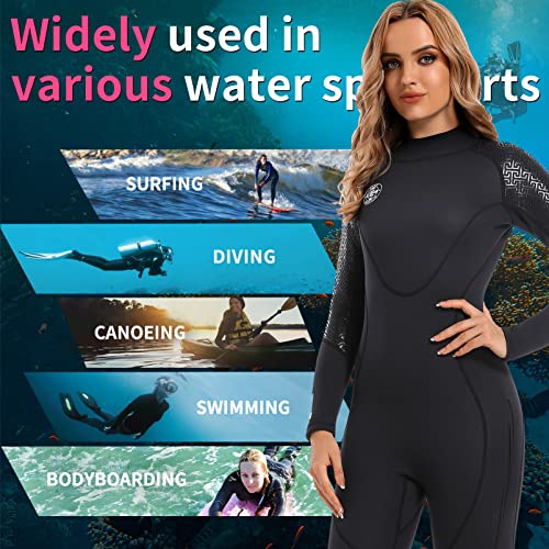 Women Wetsuit Neoprene Wet Suit - 3Mm Thermal Scuba Gear Back Zip Ultra Stretch Black Swimsuit Long Sleeve Full Body Warm Men Diving Suits For Surfing Snorkeling Swimming Outdoor Water Sports Xl #TOP3