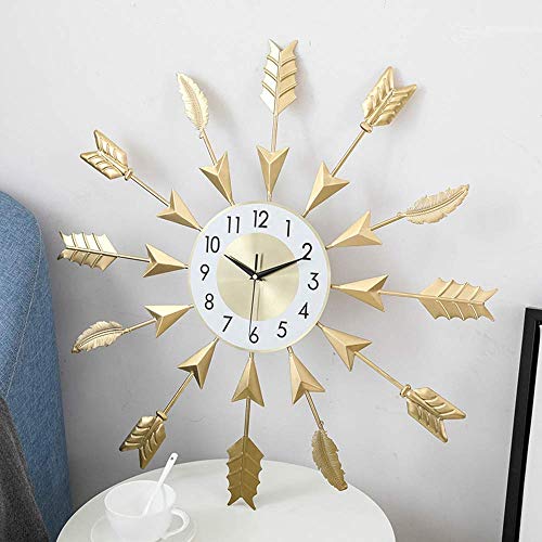 Horloge murale silencieuse dorée grand format pour salon et bureau calme - 3