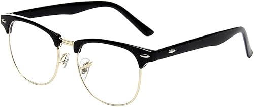 Shiratori Nueva moda vintage medio marco semi-Rimless lente claro gafas