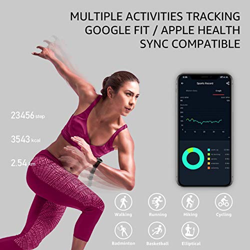 OUTAD Smart Watch with 24h Heart Rate Blood Oxygen Pressure Sleep Monitor For Android Phone iPhone, IP67 Waterproof Fitness Tracker Step Pedometer, Bluetooth Music Control Notification Reminder, Black - Thumbnail 3