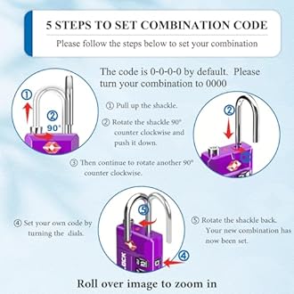 TSA Approved Travel Luggage Locks, Open Alert Combination Lock for School Office & Gym Locker,Toolbox, Pelican Case,Easy Read Dials- 1, 2 & 4 Pack (1, Dark Purple 2 Pack)