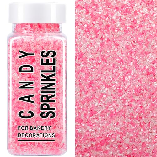 Image of Valentines Pink and White Sanding Sugar Sprinkles Mix, 4.6 oz Edible Sparkling Sugar Crystals for Baking Topping, Cupcake, Cookie, Ice Cream & Cake Decorating, Wedding Shower Princess Party Supplies