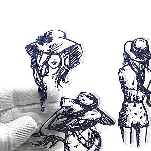 3 Pcs Girls Lass Hat Friendship Clear Stamps Transparent Silicone Stamp Album Cards Rubber Stamp For Card Making Decoration And Diy Scrapbooking #TOP6