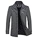 KUDORO Herren Wintermantel Wolle Kurzmantel Herren Wollmantel Mittellang Peacoat Winterjacke Slim Fit für Business Freizeit(Dunkelgrau1,L)
