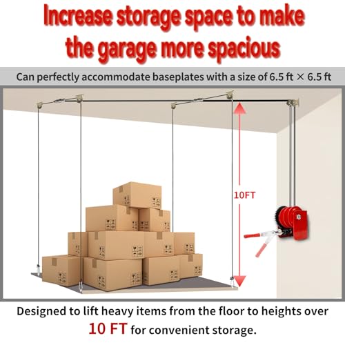 Adjustable-Overhead-Storage-Lift--Heavy-Duty-Garage-Ceiling-Storage-Racks-300-lbs-Capacity-Ceiling-Mounted-Hoist-Overhead-Garage-Storage-Rack-System-for-Garage-Organization