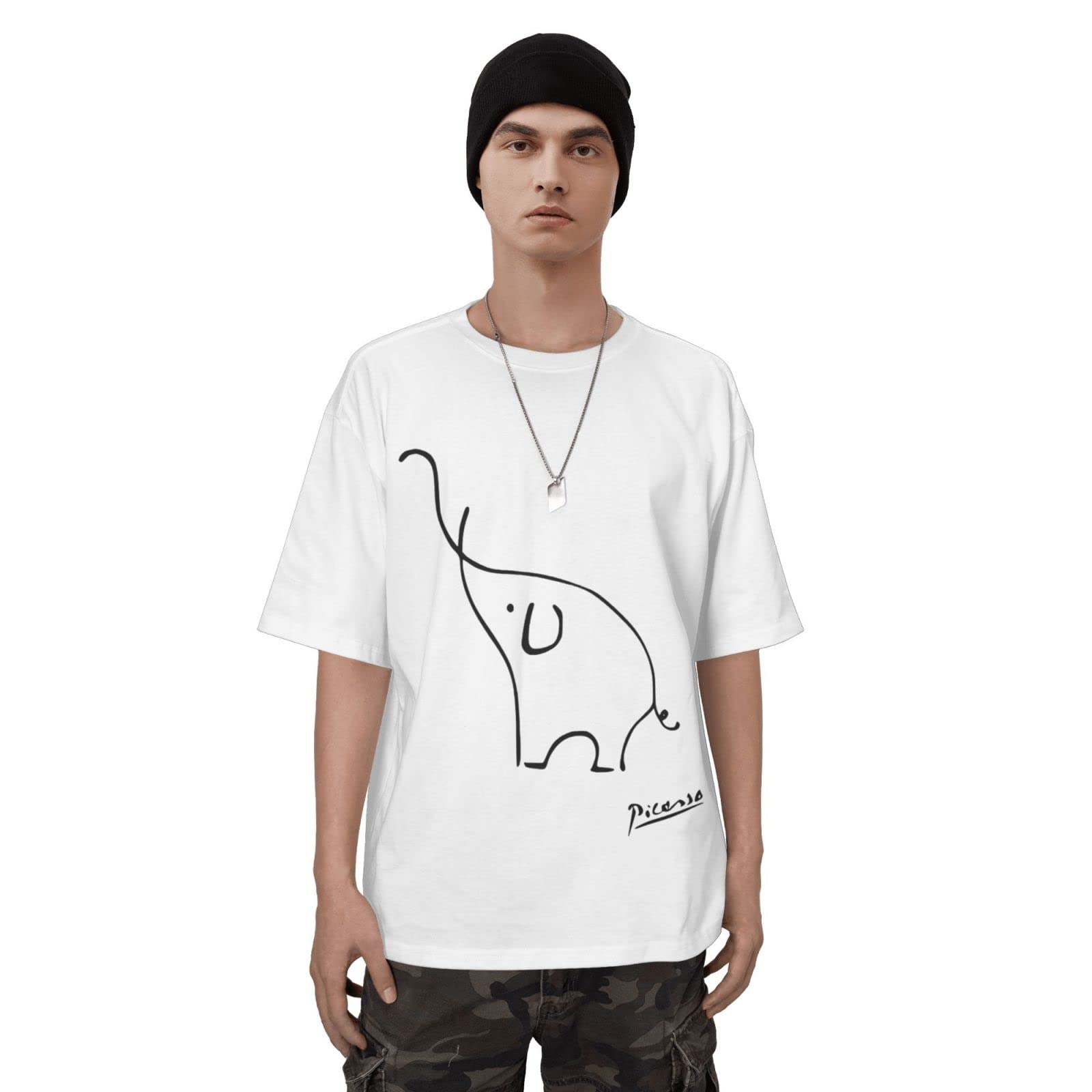 Amazon.co.jp: Tシャツ メンズ 半袖 ピカソ 象 トップス シャツ 