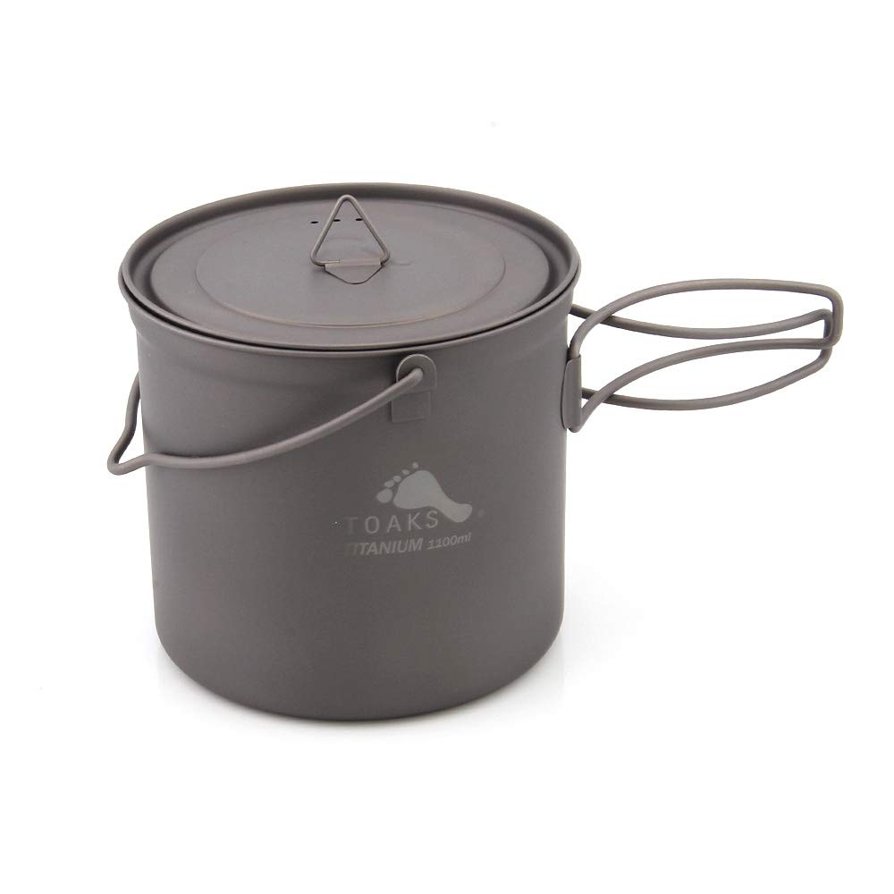 TOAKS Pot en titane avec poignée pliable pour camping en plein air, pique-nique, pot ultraléger 1100 ml, 1300 ml, 1600 ml, 2000 ml