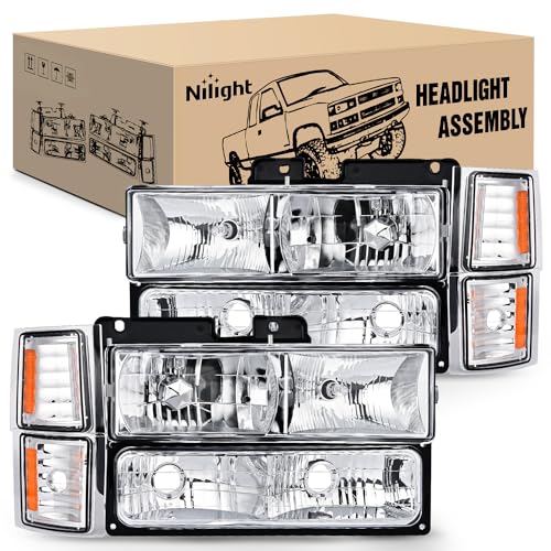Nilight Headlight Assembly Compatible with 1994 1995 1996 1997 1998 Chevy Silverado Tahoe Suburban...