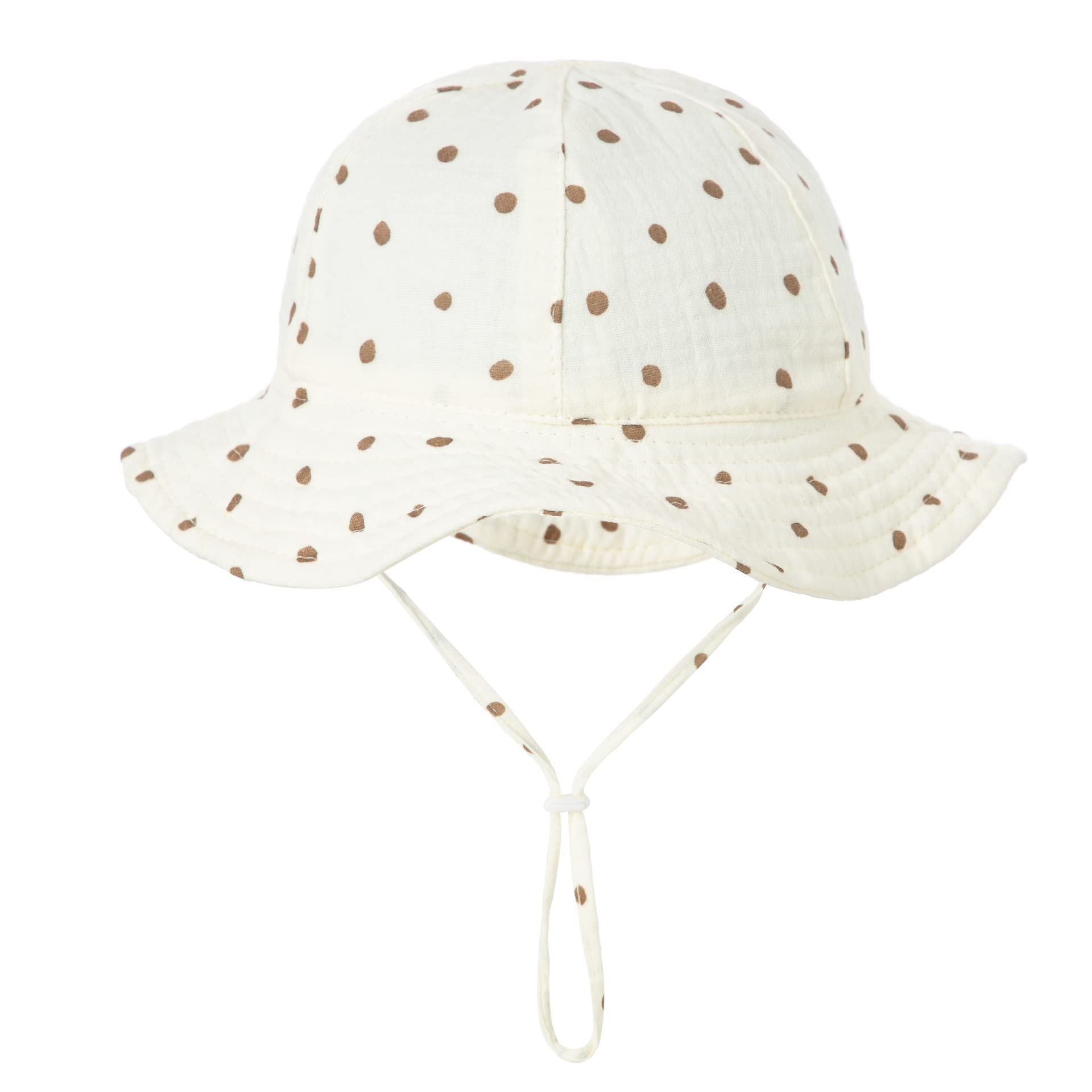 PythJooh Infant Baby Girl Boy Cotton Sun Hat Newborn Soft Cotton Bucket Hats with Adjustable Chin Strap for 3-12Months — view 23