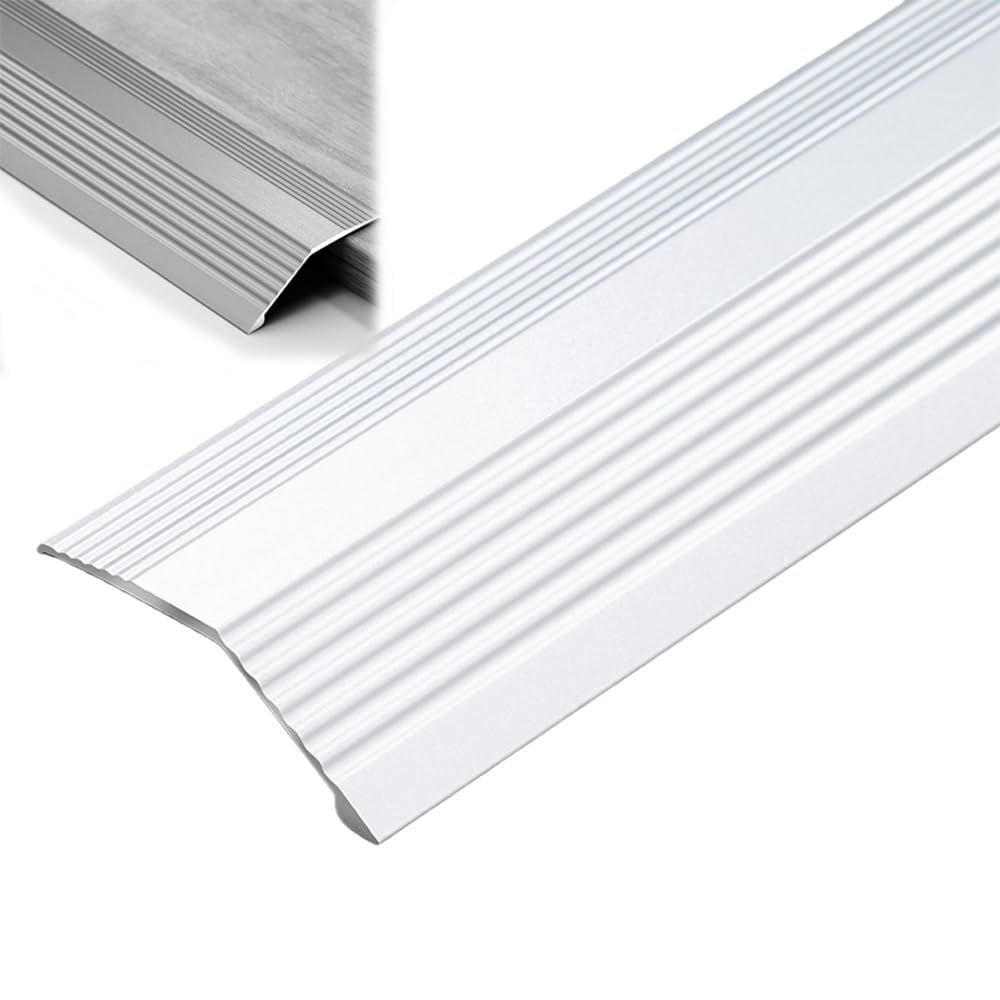 KGPGNYMYHA 20mm Floor Transition Strip 36in Doorways Thresholds Transition-Strips Floor Edge-Reducer Aluminum Doorway Ramp For Laminate Tiles(Silver,150cm/60in)