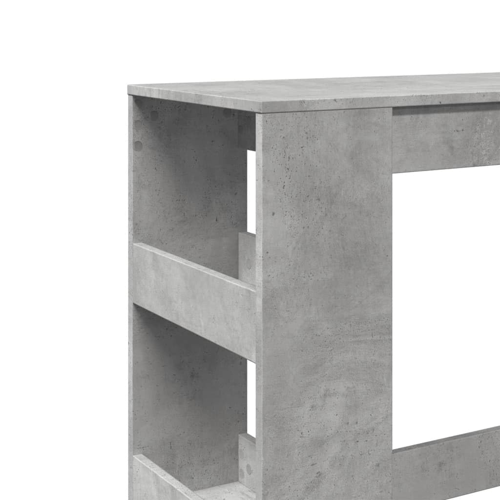 Bartisch Mit Regal Betongrau 90x40x103,5 cm Holzwerkstoff | 3 Ablagen, Viel Stauraum, Pflegeleicht, Feuchtes Tuch Reinigung, Wandhalterung Inklusive