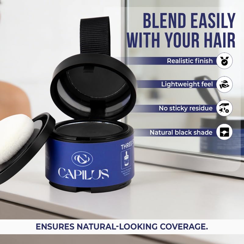 Image of CAPILUS Hair Root Touch Up Powder 4gm for Grey Coverage, Hairline & Bald Spot Concealer, Hair Filler & Hair Shadow Powder for Thinning Hair, Scalp Cover for Women & Men, Natural Brown