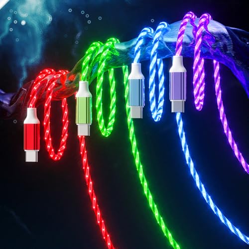 Image of IHAO Starry Lighted Up USB Cable USBC to Type C Durable PD Fast Charging with Visible Current Flow As Night Light Use-C to C Starry Green