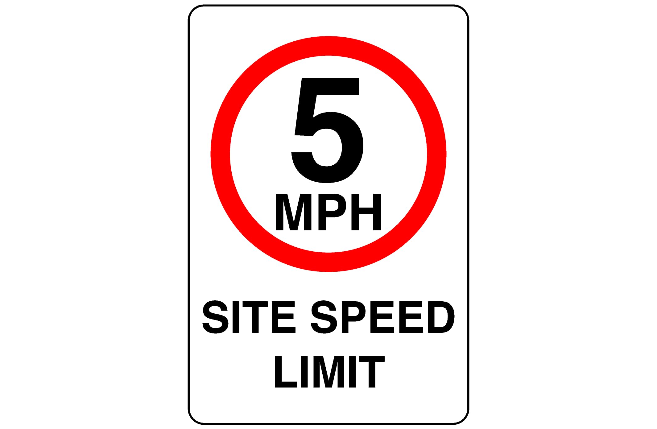 5mph site speed limit sign- 3mm Aluminum Dibond high-visibility and durability for indoor/outdoor usage (300mm x 200mm) Ensures Safety Within 7m Viewing Distance.