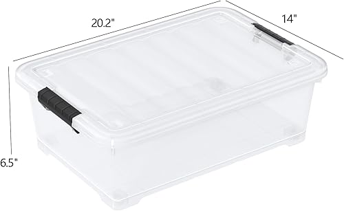 Miniatura 3 de Paquete de 3 cajas de almacenamiento transparentes de 20 cuartos de galón con ruedas, contenedores de plástico debajo de la cama con tapas