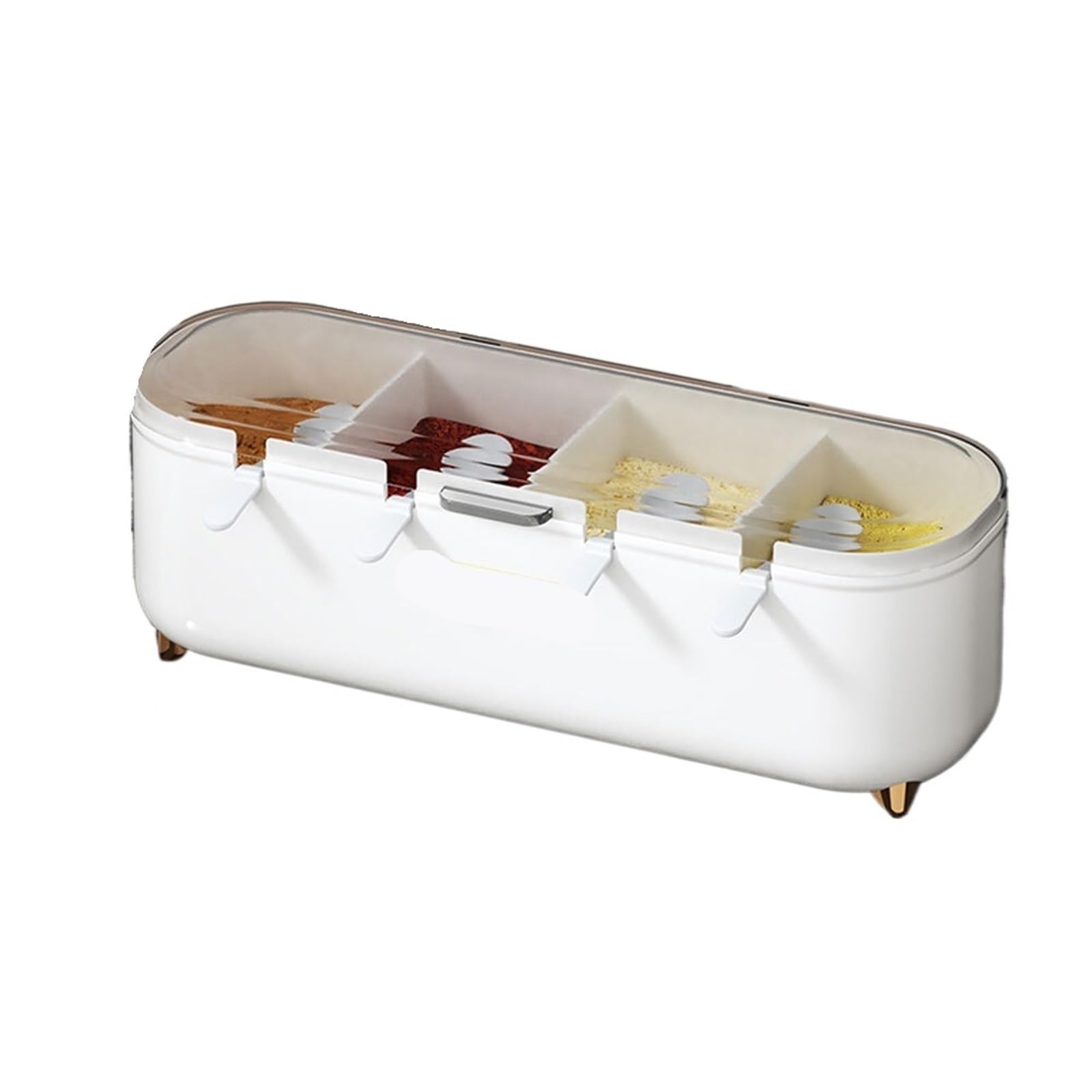 CNYUON Salt Spice Jars With Spoon And Lid Portable Condiment Box Seasoning Containers For Outdoor Kitchen Cooking(White)