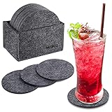 【12 Stück Untersetzer】Mit dem Durchmesser von 10cm passt auch so ziemlich alles an Gläsern, Flaschen, Bechern und Krüge darauf. Die Dicke von 5mm ist super stabil und verhindert schnelle Abdrücke. Und auch Flecken sind hier nicht so schnell drauf zu entdecken.