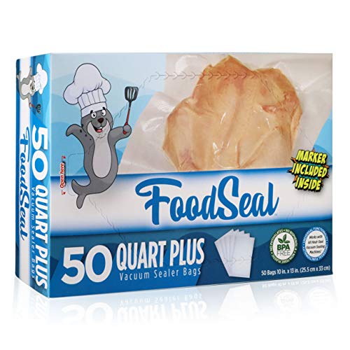 (CASE OF 10 BOXES) FoodSeal 50 Quart-Plus Size Precut Vacuum Sealer Bags  Food Saver Compatible