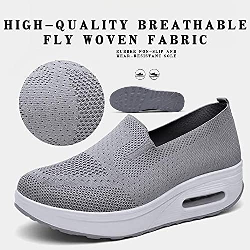 Dfcdcoo Orthopedic Sneakers for Women,Women's Orthopedic Sneakers,Air Cushion Slip-On Walking Shoes Platform Mesh Sneaker Sandals3