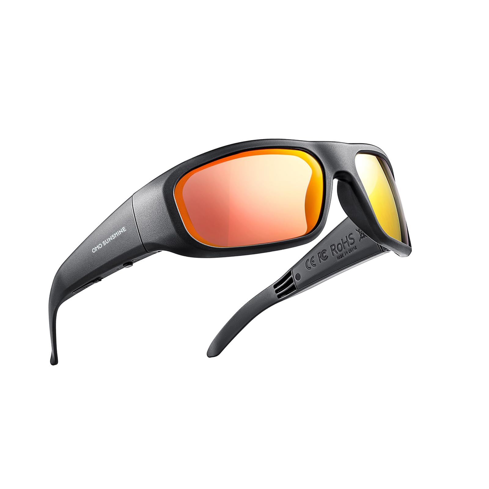 OhO sunshine Audio Sunglasses,Voice Control and Open Ear Style Listen Music and Calls with Volumn UP and Down, Bluetooth 5.0 Smart Glasses and IP44 Waterproof Feature for Outdoor Sports