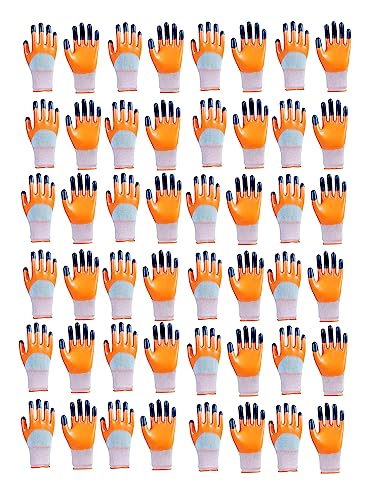 Image of Multipurpose Anti Cut PU Nitrile Coating Work Safety Gloves, Hand & Fingers, Gardening, Mechanical, Construction, Agriculture & Automotive - Durable & Comfortable (24 Pairs Orange)