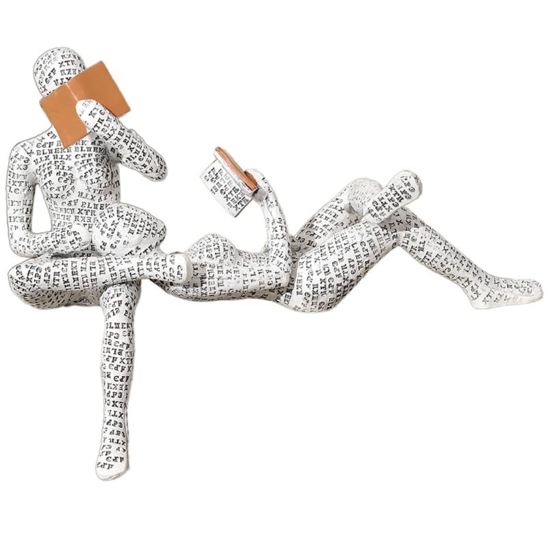 HOMSFOU 1 Juego Estatua del Pensador Abstracto Decoración Estatua del Pensador De Lectura Escultura De Personas Leyendo Figuras Sentado Pensando Estatua Resina Adornos Minimalista Mujer