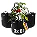 Produktbild honju Home Growbag - Stofftopf 8l Volumen (3er Pack) [Pflanzsack mit verstärken Löchern zum Runterbinden, Besseres Wurzelwachstum, Vermeidung von Staunässe] schwarz