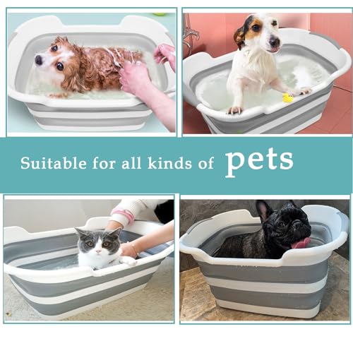 Faltbare Haustier-Badewanne mit Abflussloch,Tragbare Hundebadewanne,Faltbare Hundebadewanne,Fragbare Badewanne für Kleine Hunde, Katzen,für den Innen- und Außenbereich geeignet (Größe: 60cm x 40cm)